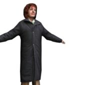 Woman In Winter Overcoat Standing Pose Characters