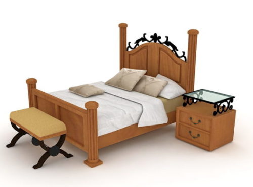 Wood Furniture And Iron Sleigh Bed