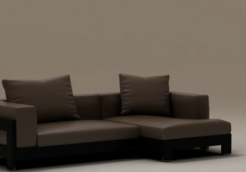 Wood Base Brown Corner Sofa | Furniture