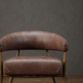 Modernism Wood Base Leather Tub Chair | Furniture