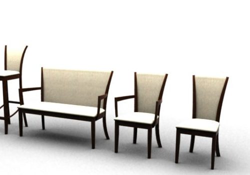 Elegant Bench Chair Wood Set Furniture