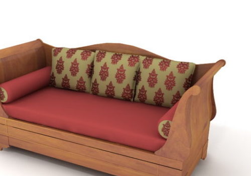 Wooden Camel Sofa Bed Vintage Style Furniture
