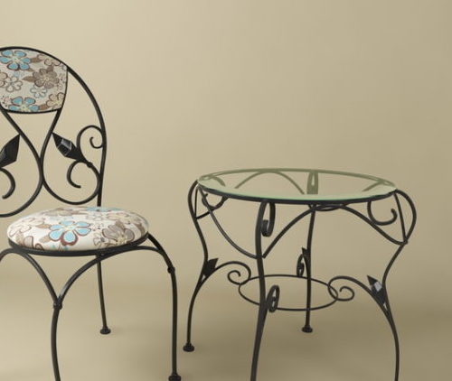 Wrought Iron Glass Table And Chair | Furniture