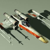 X-wing Airplane Starfighter Rigged