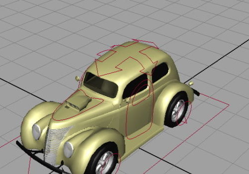 Yellow Vintage Car Rigged