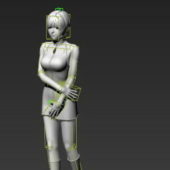 Young Woman Character Standing Rigged