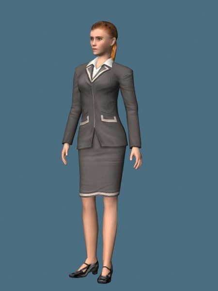 Young Business Woman Standing & Rigged | Characters