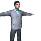 Young Businessman Character Stand Pose Characters