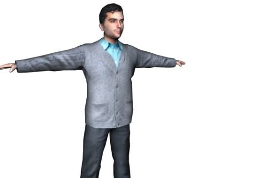 Young Businessman Character Stand Pose Characters