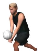 Young Man Playing Volleyball Characters