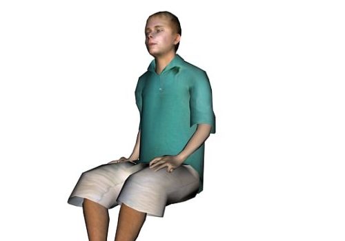 Young Man Sitting In Casual Clothing Characters
