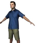 Young Man Character Standing In Shirt Characters