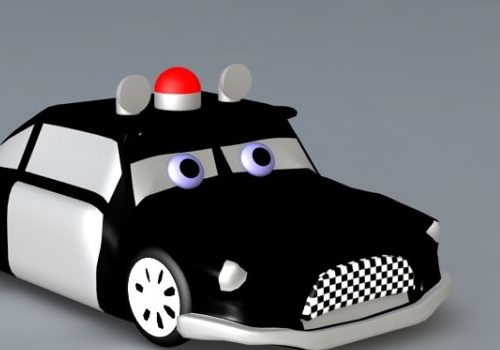 Cartoon Police Car Character