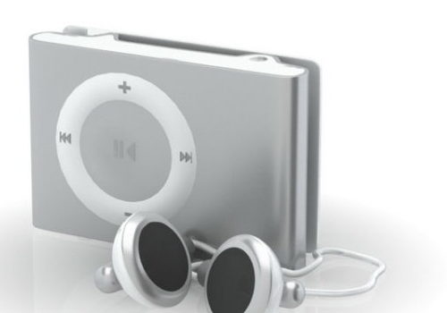 Silver Ipod Shuffle With Earbud