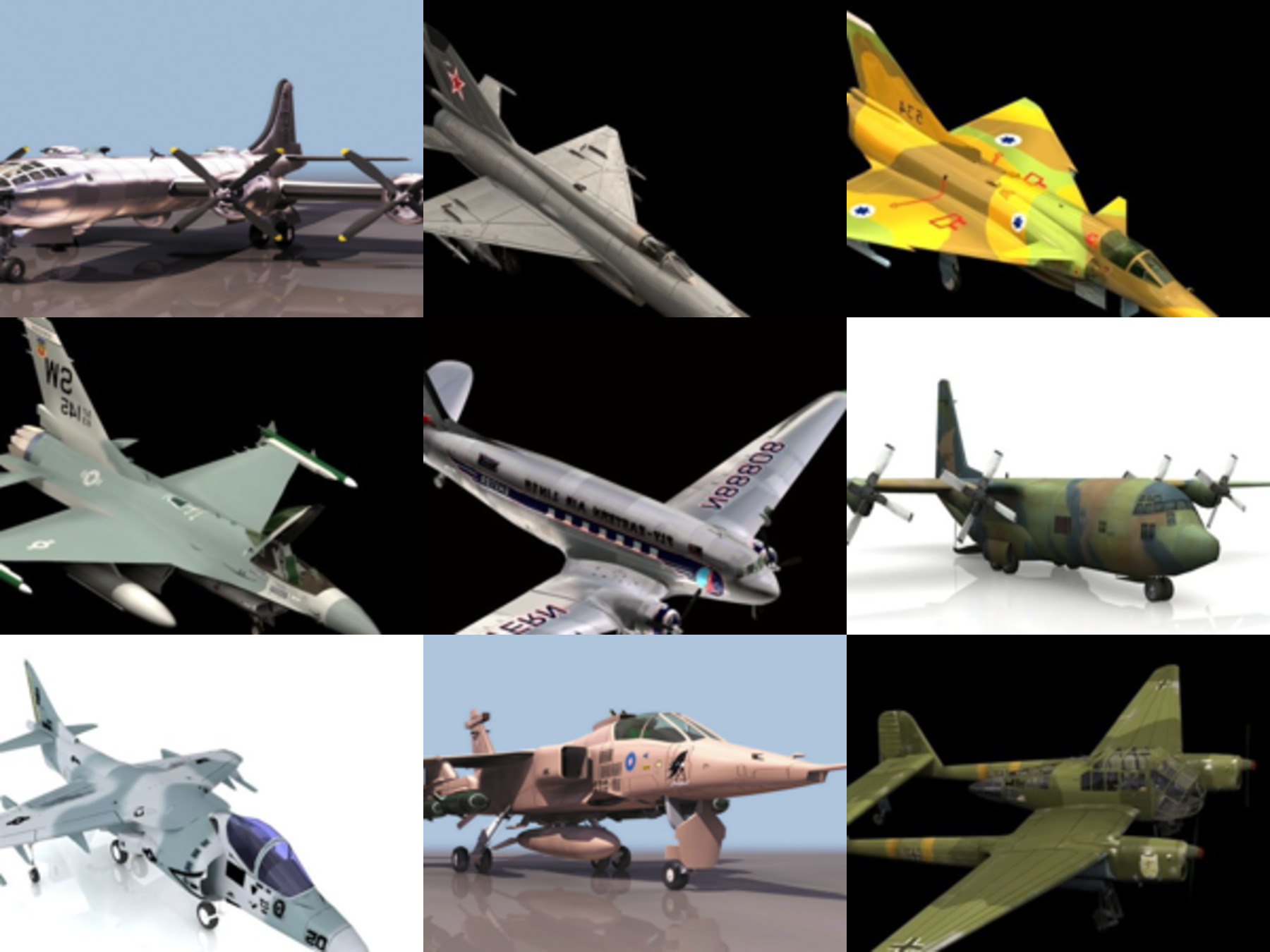 10 Military Aircraft Free 3D Models – WW2, Bomber, Mig, Jet Fighter Plane
