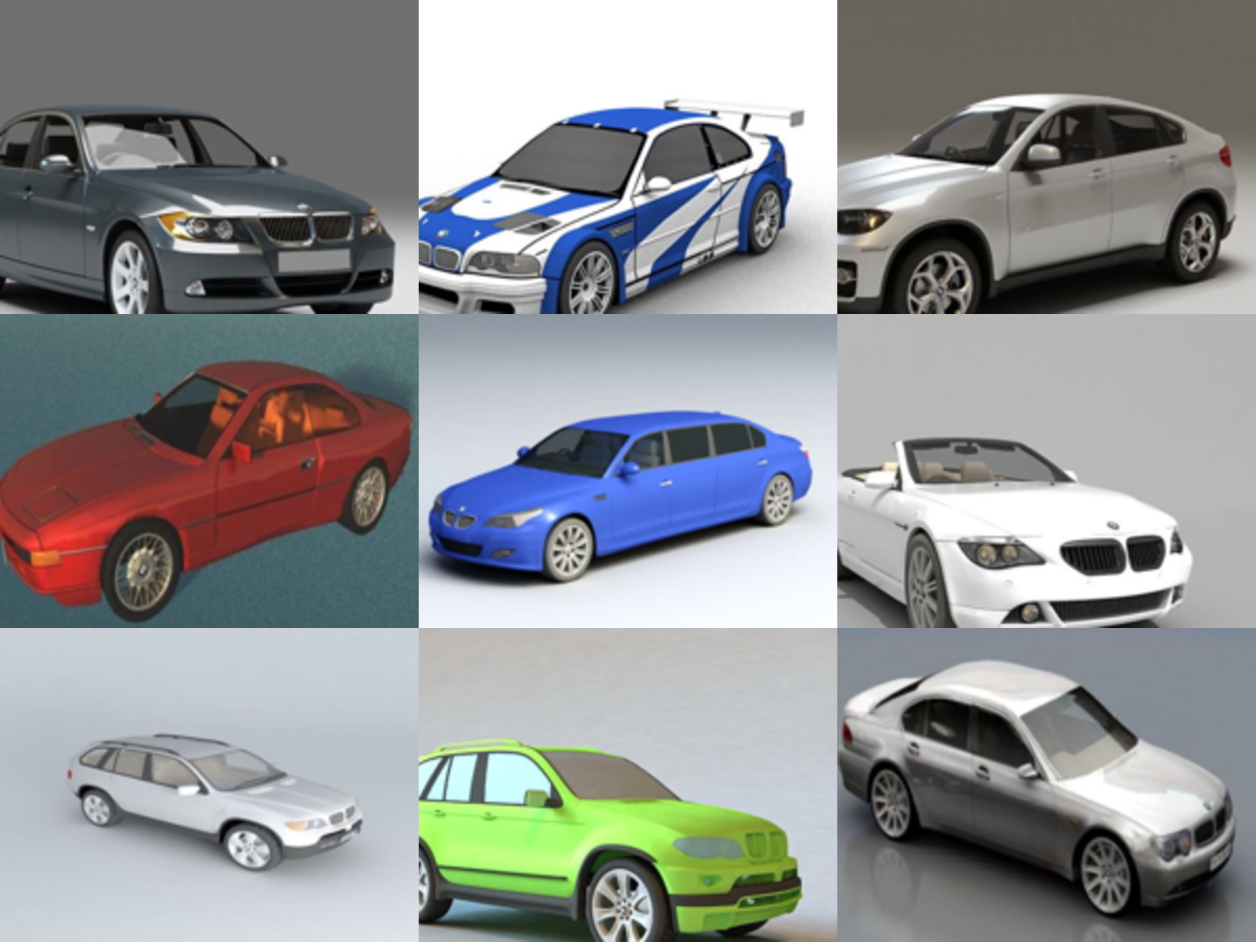 12 BMW Car Free 3D Models – Sedan, Gtr Racing, M3, X5, X6, X7