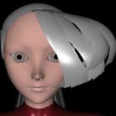 Girl Head Robot Character