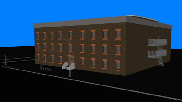 Simple Apartment Block Lowpoly Building