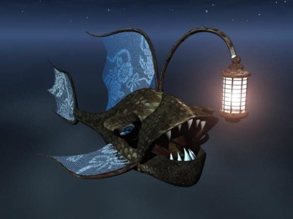Deep Sea Fish With Lighting Front Head