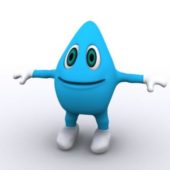 Blue Water Cartoon Character