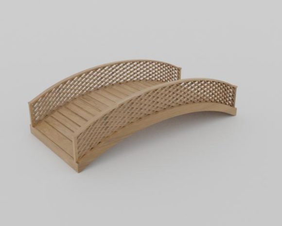 Curved Wood Bridge Carved Handrail