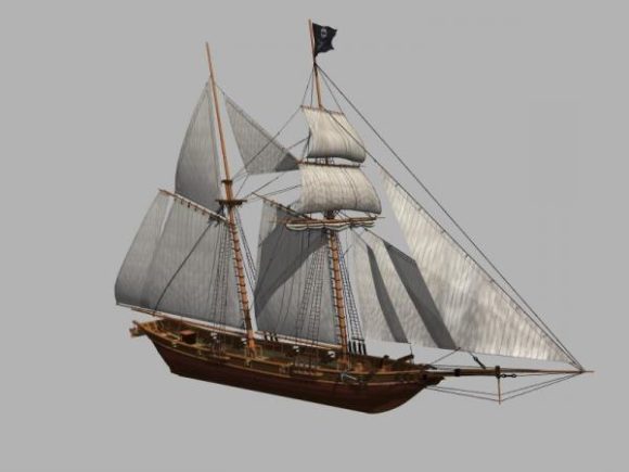 Medieval Schooner Sailor Ship, Ship 3D Model - .Obj - 123Free3DModels