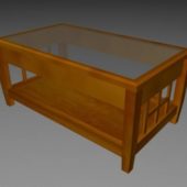 Wooden Coffee Table Glass Top