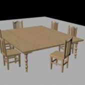 Antique Wooden Dining Table And Chairs