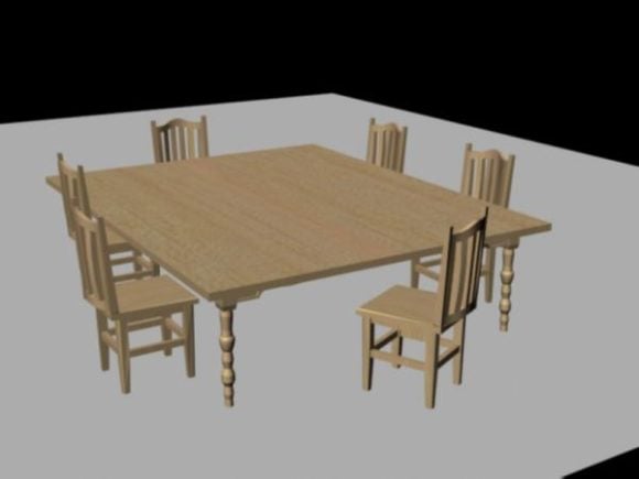 Antique Wooden Dining Table And Chairs