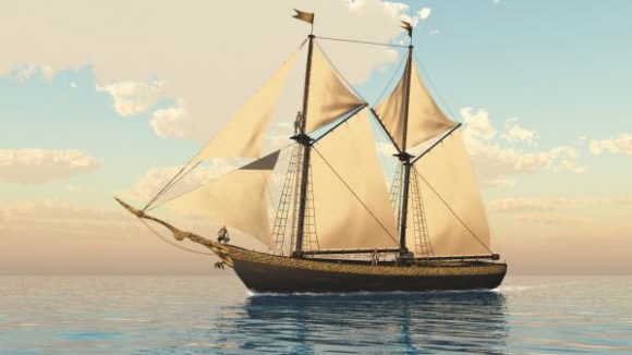 Medieval Wooden Sailing Ship