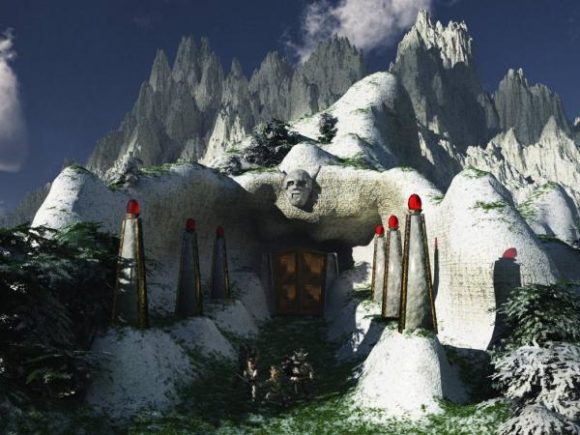 Cartoon Snow Mountain Landscape