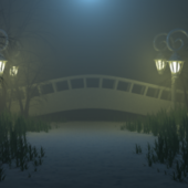 Bridge In Fog Night