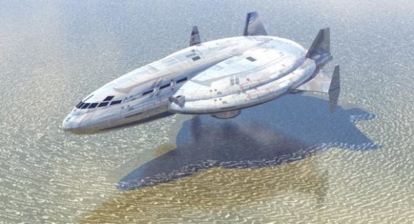 Futuristic Spacecraft Planet Transport