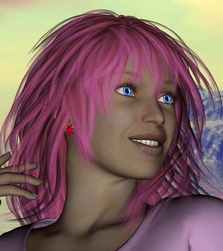 Pink Hair Young Girl Character