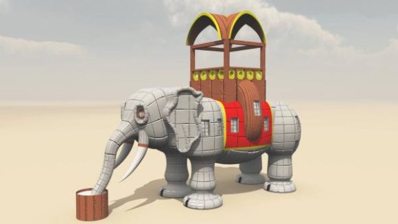 Cartoon Elephant With Cart