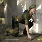 Female Soldier Action Pose
