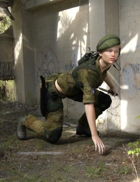 Female Soldier Action Pose