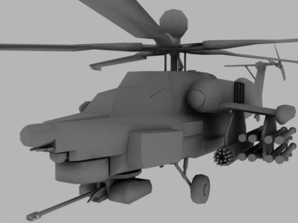 Mi28n Soviet Military Helicopter With Weapon Gunship