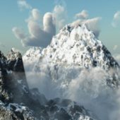Snow Mountain Through The Cloud
