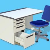 Office Work Desk With A Wheel Chair