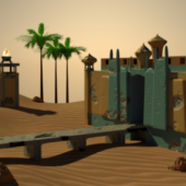 Gaming Desert Building Scene