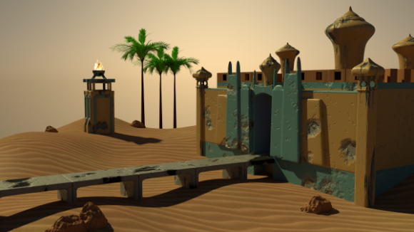 Gaming Desert Building Scene