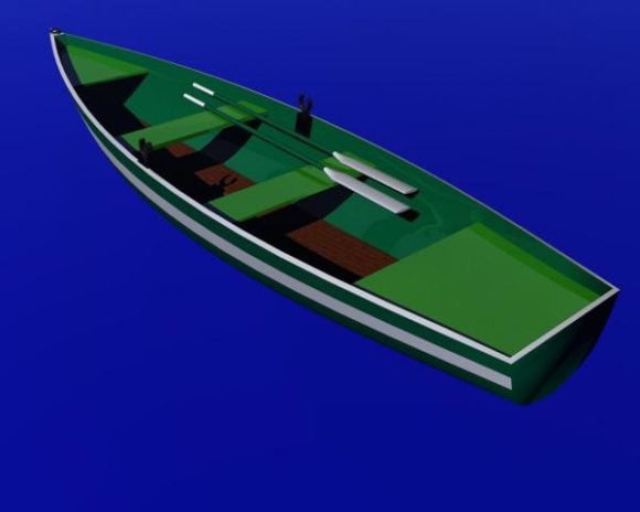 Rowboat Green Painted, Boat 3D Model - .Obj - 123Free3DModels