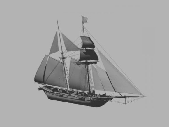 Schooner Sailor Ship, Ship 3D Model - .Obj - 123Free3DModels