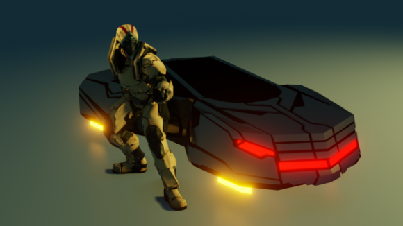Fighter Robot With Concept Car