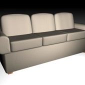 Sofa Beige Leather Upholstered