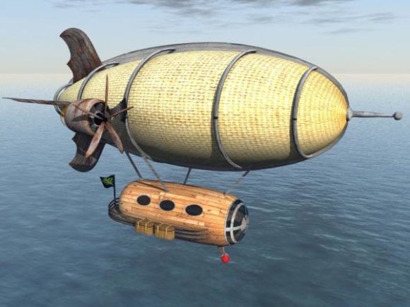 Flying Steampunk Airship Transport