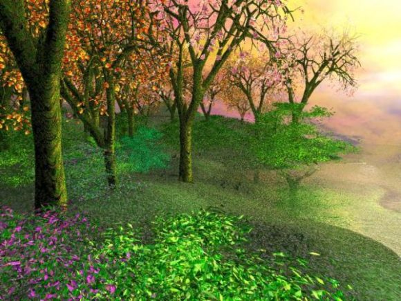 Sunny Fantasy Forest Landscape