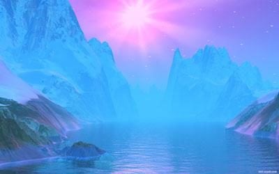 Ice Mountain With Sun Landscape Scene