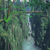 Ravine Waterfall Forest Landscape